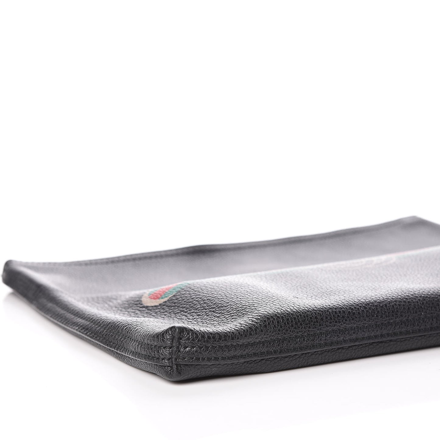 Pebbled Calfskin Medium Logo Portfolio Clutch Black