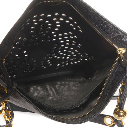 Chanel Caviar Perforated CC Shoulder Bag Black 5 of 8
