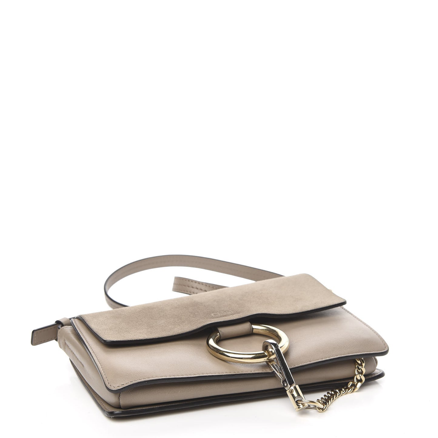 Suede Calfskin Small Faye Shoulder Bag Motty Grey