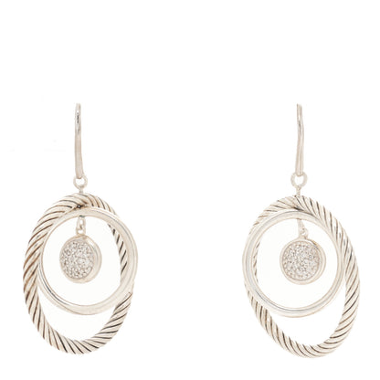 David Yurman Sterling Silver Diamond Mobile Circle Earrings 3 of 6