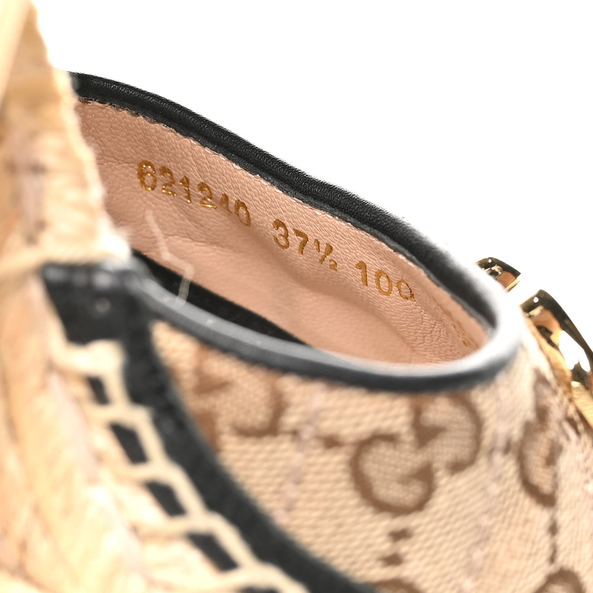 Gucci Monogram Matelasse GG Marmont Ankle Wrap Platform 35/120mm Espadrille Wedges 37.5 Beige Ebony Black Sand Storm 7 of 9