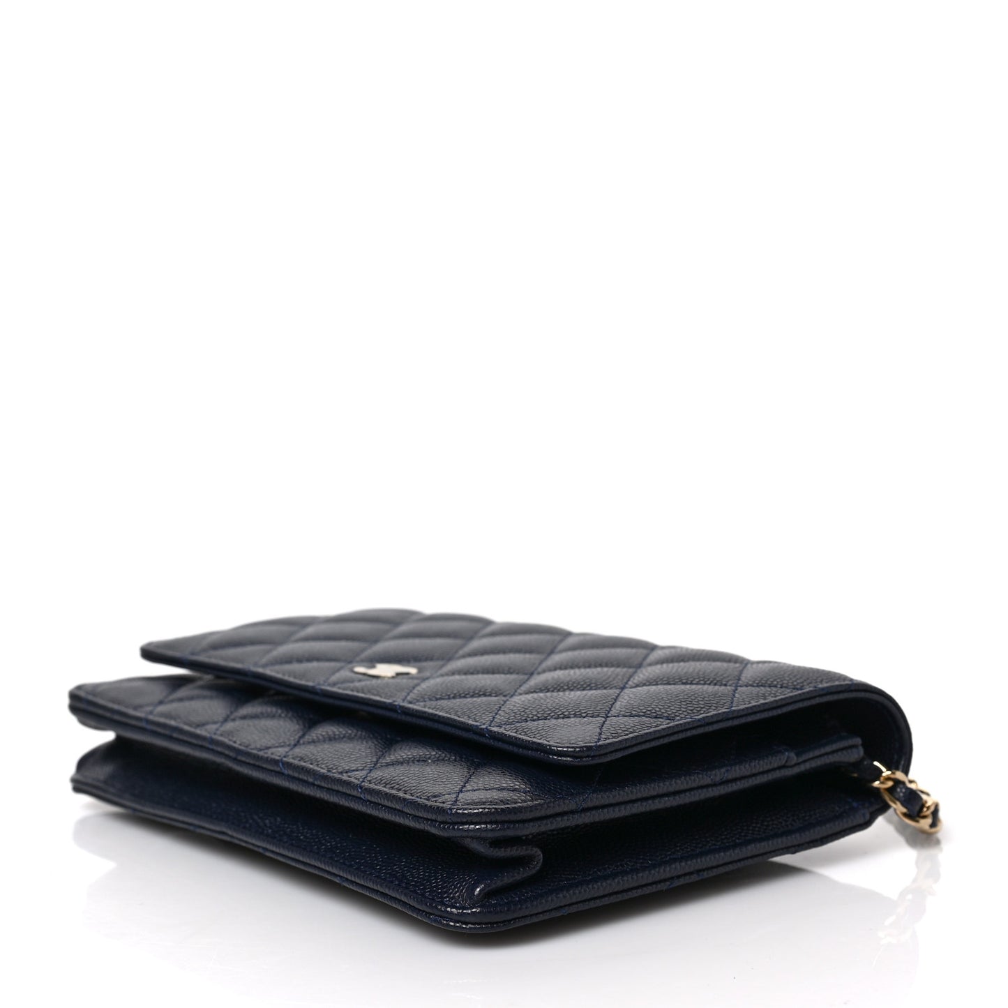 Caviar Quilted Wallet on Chain WOC Navy Blue