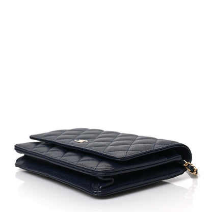 Chanel Caviar Quilted Wallet on Chain WOC Navy Blue 9 of 9