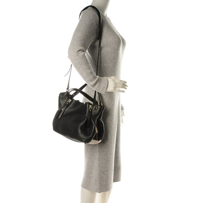 Burberry Grainy Calfskin House Check Small Maidstone Black 2 of 8
