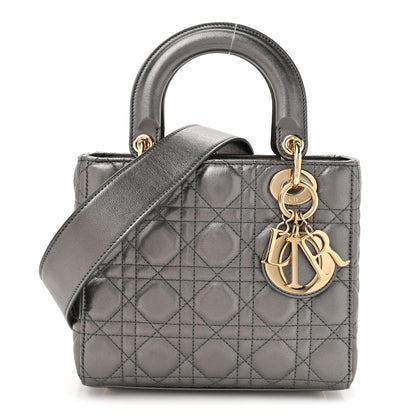 Christian Dior Metallic Lambskin Cannage Small My ABCDior Lady Dior Dark Silver 1 of 11
