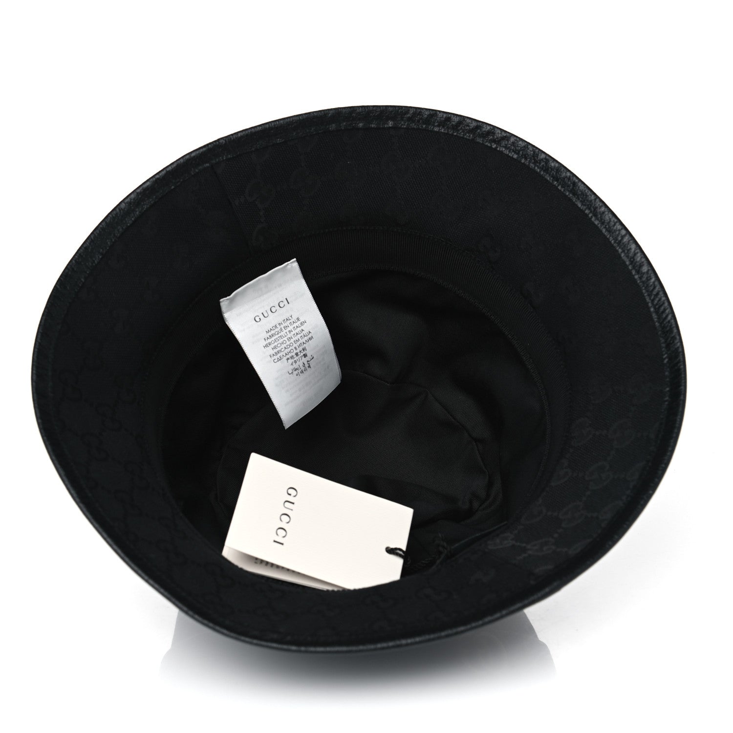 Gucci Monogram Textured Dollar Calfskin GG Jago Bucket Hat M Black 3 of 3