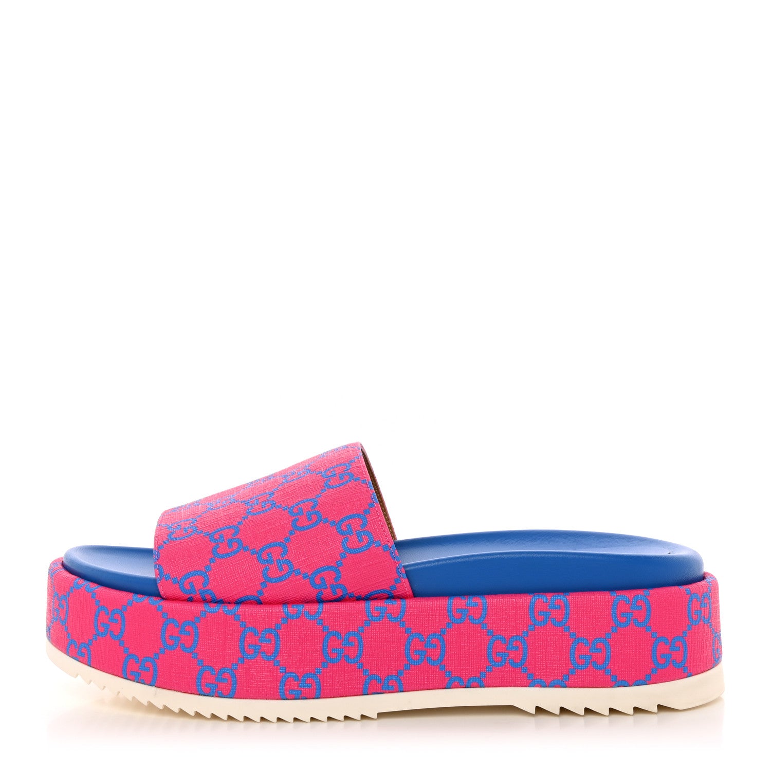 Gucci GG Supreme Joy Monogram Angelina Platform Slide Sandals 39.5 Fuxia Blue 1 of 12