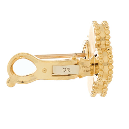 Van Cleef & Arpels 18K Yellow Gold Guilloche Vintage Alhambra Earrings 4 of 5