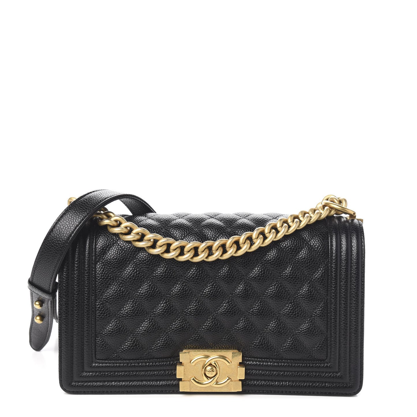 Caviar Quilted Medium Boy Flap Black