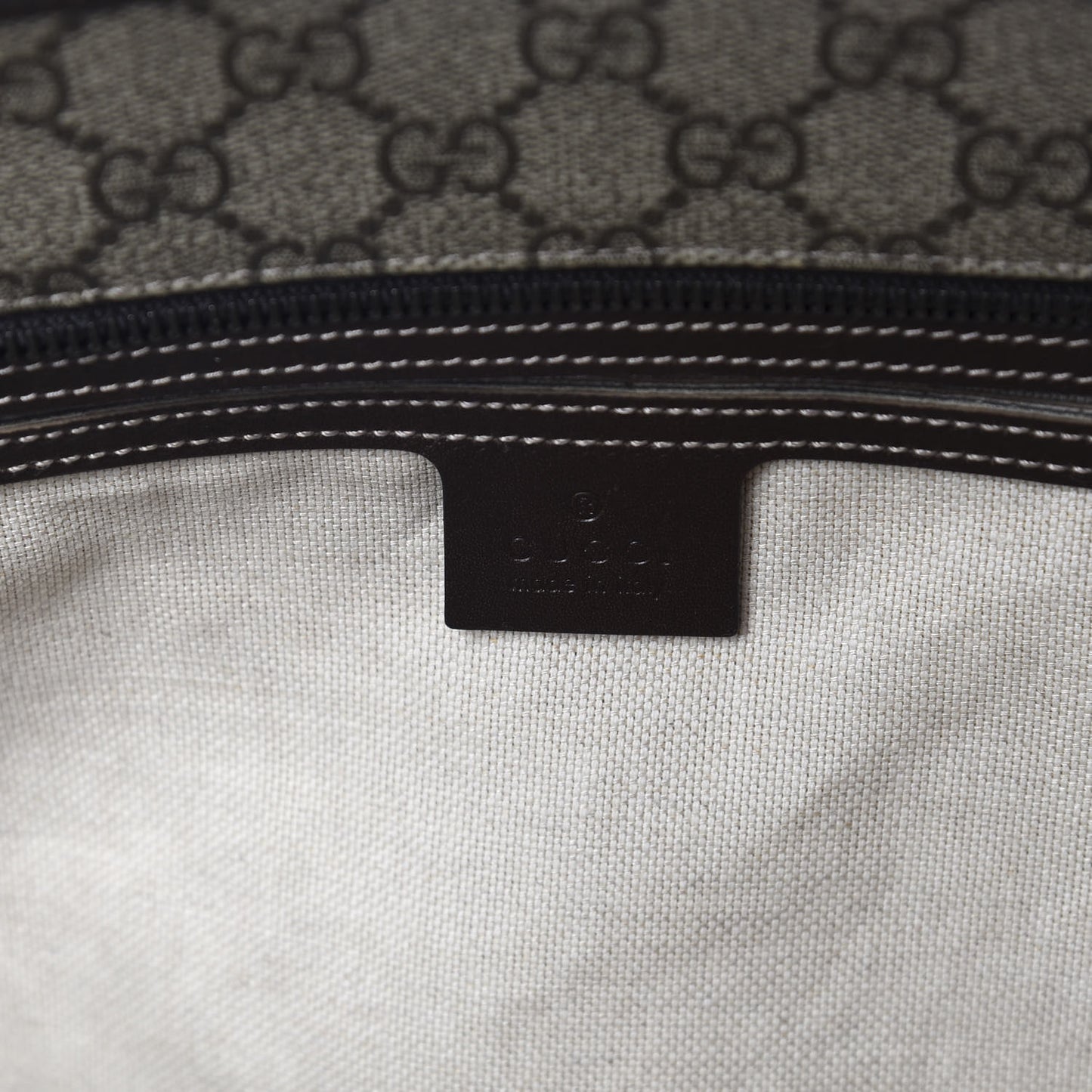 GG Supreme Monogram Medium Zippered Shopping Tote Dark Brown