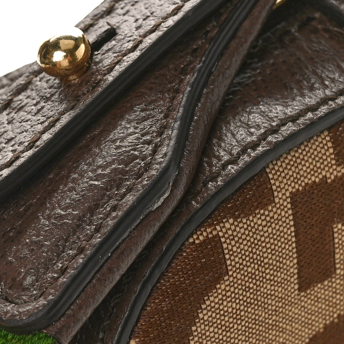 Gucci Monogram Jumbo GG Textured Dollar Calfskin Web Messenger Shoulder Bag Camel Ebony New Acero 8 of 9
