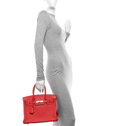 Hermes Taurillon Clemence Birkin 30 Rouge Pivoine 2 of 13