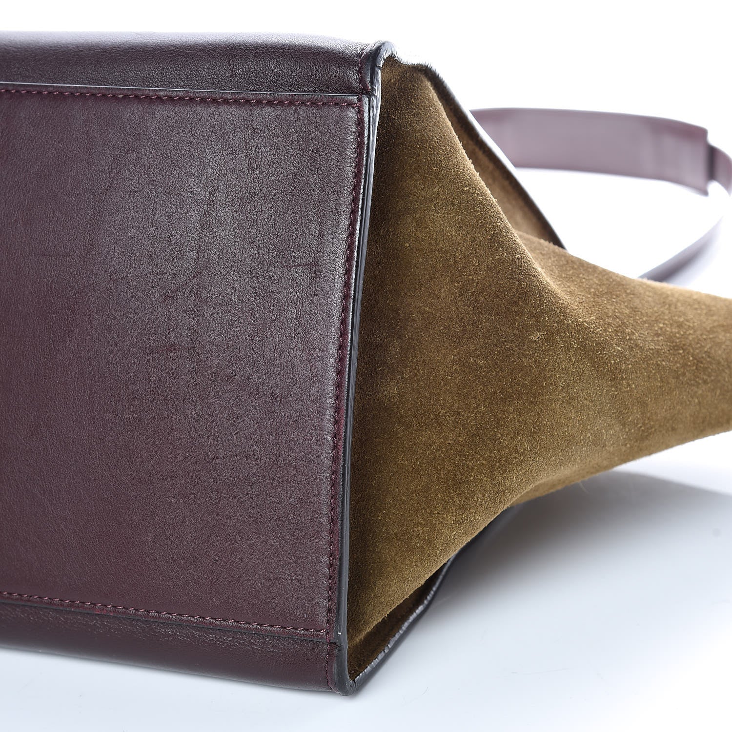 Celine Smooth Calfskin Suede Medium Tri-Color Trapeze Burgundy 7 of 16