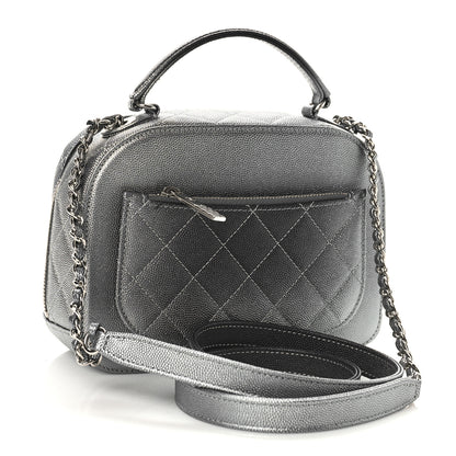 Chanel Metallic Caviar Small Coco Curve Vanity Bag Navy Blue Silver 3 of 9
