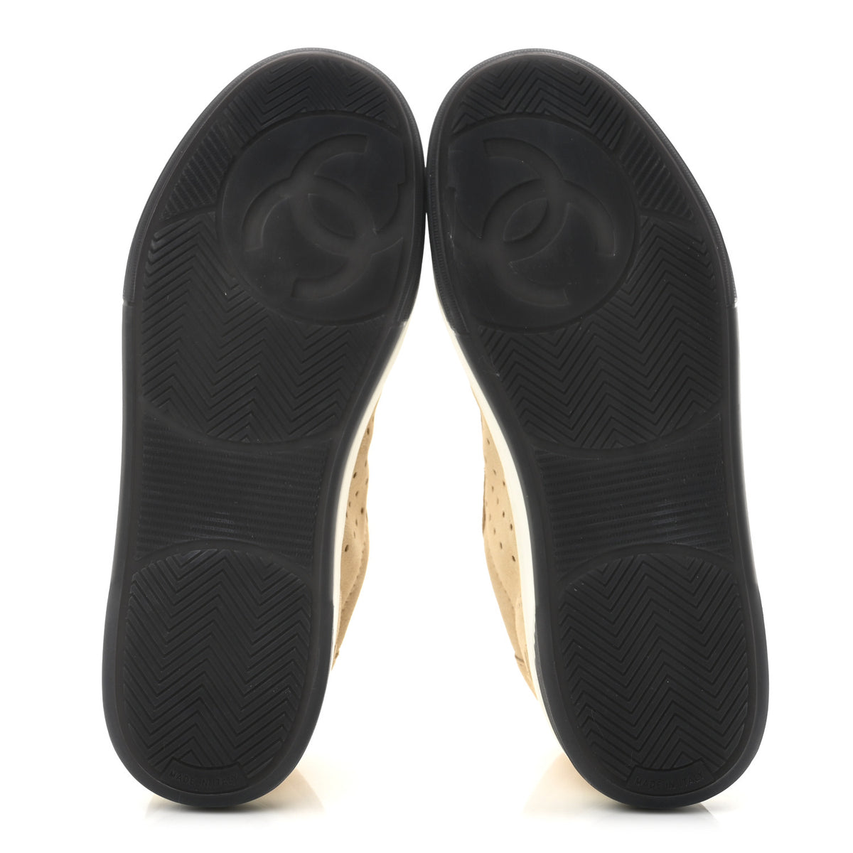 Suede Calfskin Logo Sneakers 38 Beige