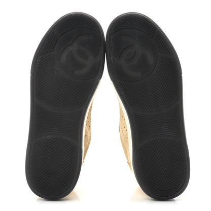 Chanel Suede Calfskin Logo Sneakers 38 Beige 6 of 10