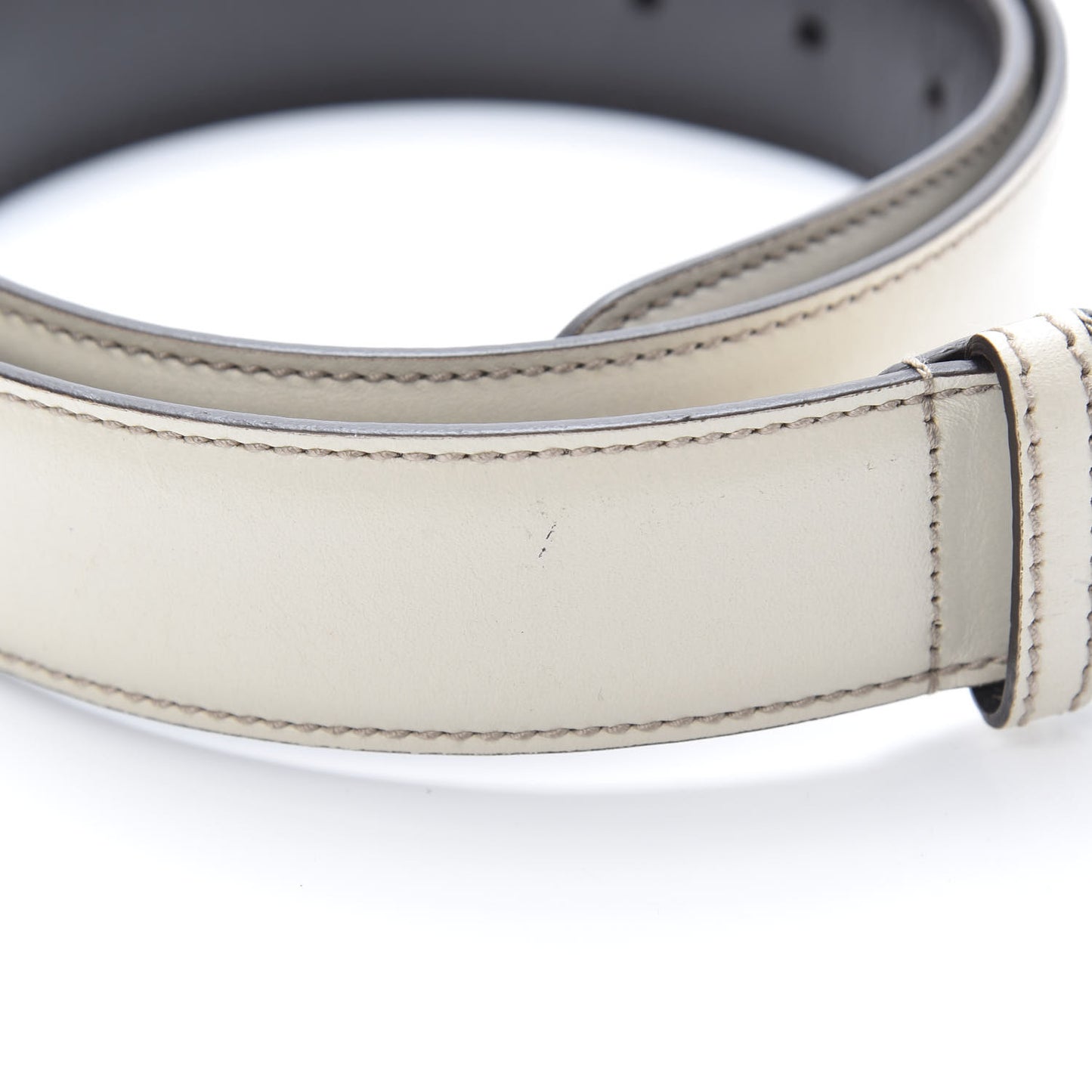 Calfskin Horsebit Buckle Belt 85 34 White