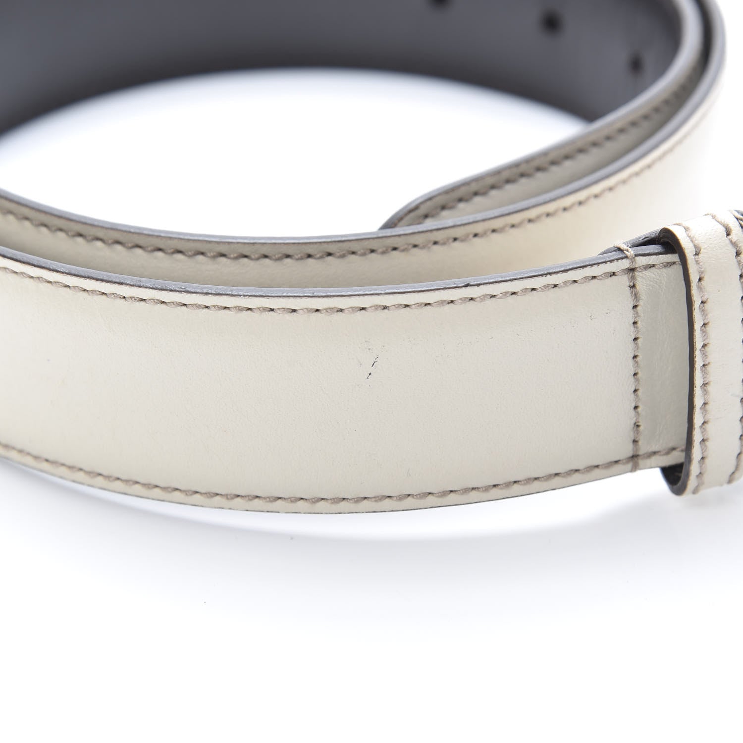 Gucci Calfskin Horsebit Buckle Belt 85 34 White 7 of 7