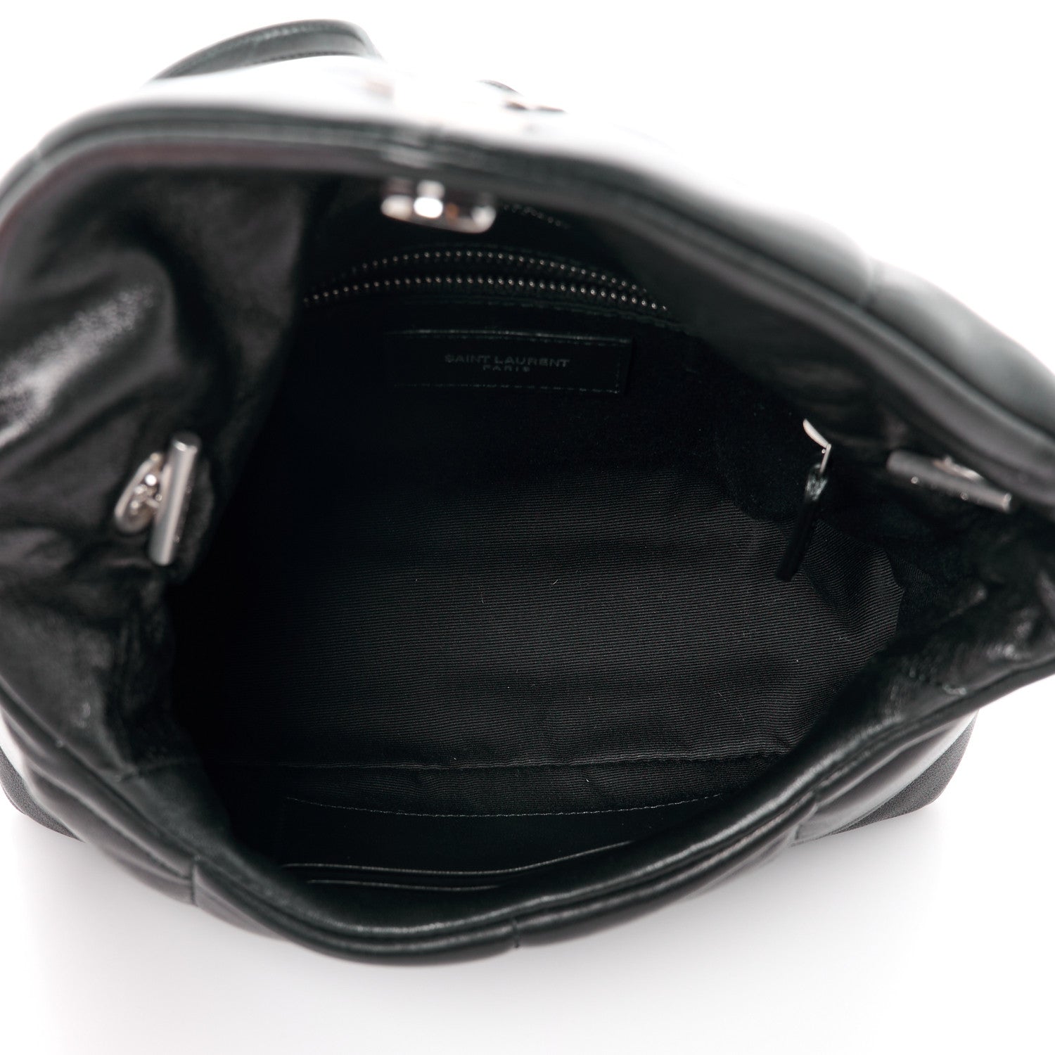 Saint Laurent Lambskin Quilted Toy Loulou Puffer Monogram Chain Satchel Black 5 of 12