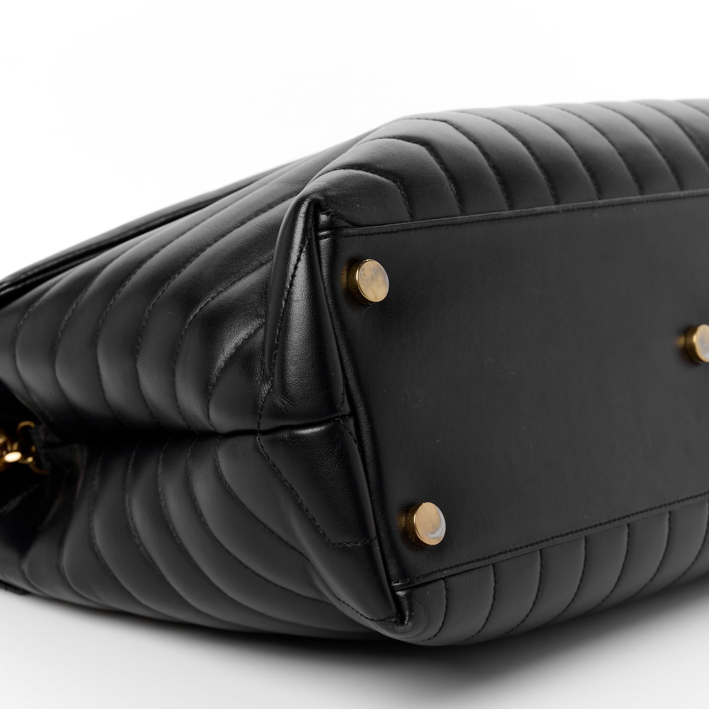 Calfskin Y Quilted Monogram Large Loulou Chain Satchel Black