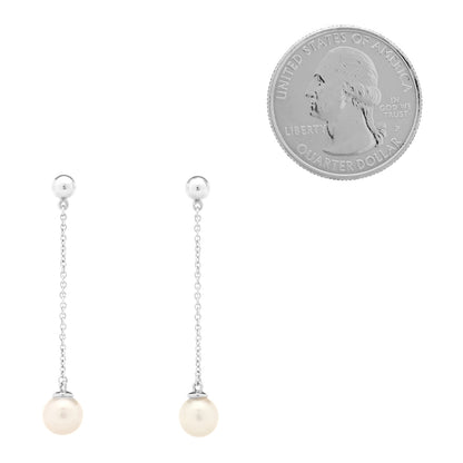 Tiffany Sterling Silver Pearl Ziegfeld Drop Earrings 2 of 4