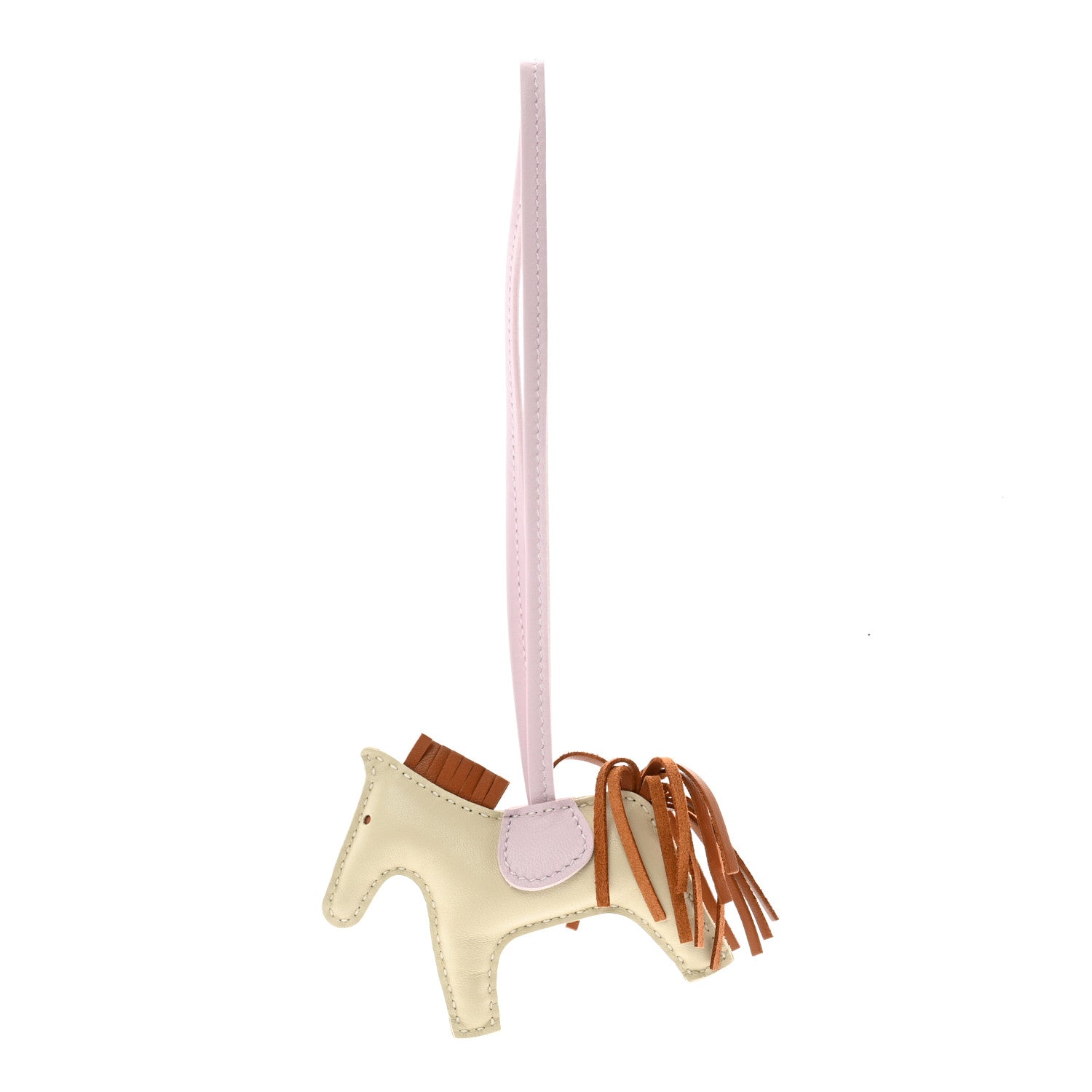 Hermes Milo Lambskin Grigri Rodeo Horse Bag Charm PM Craie Mauve Pale Gold 1 of 5