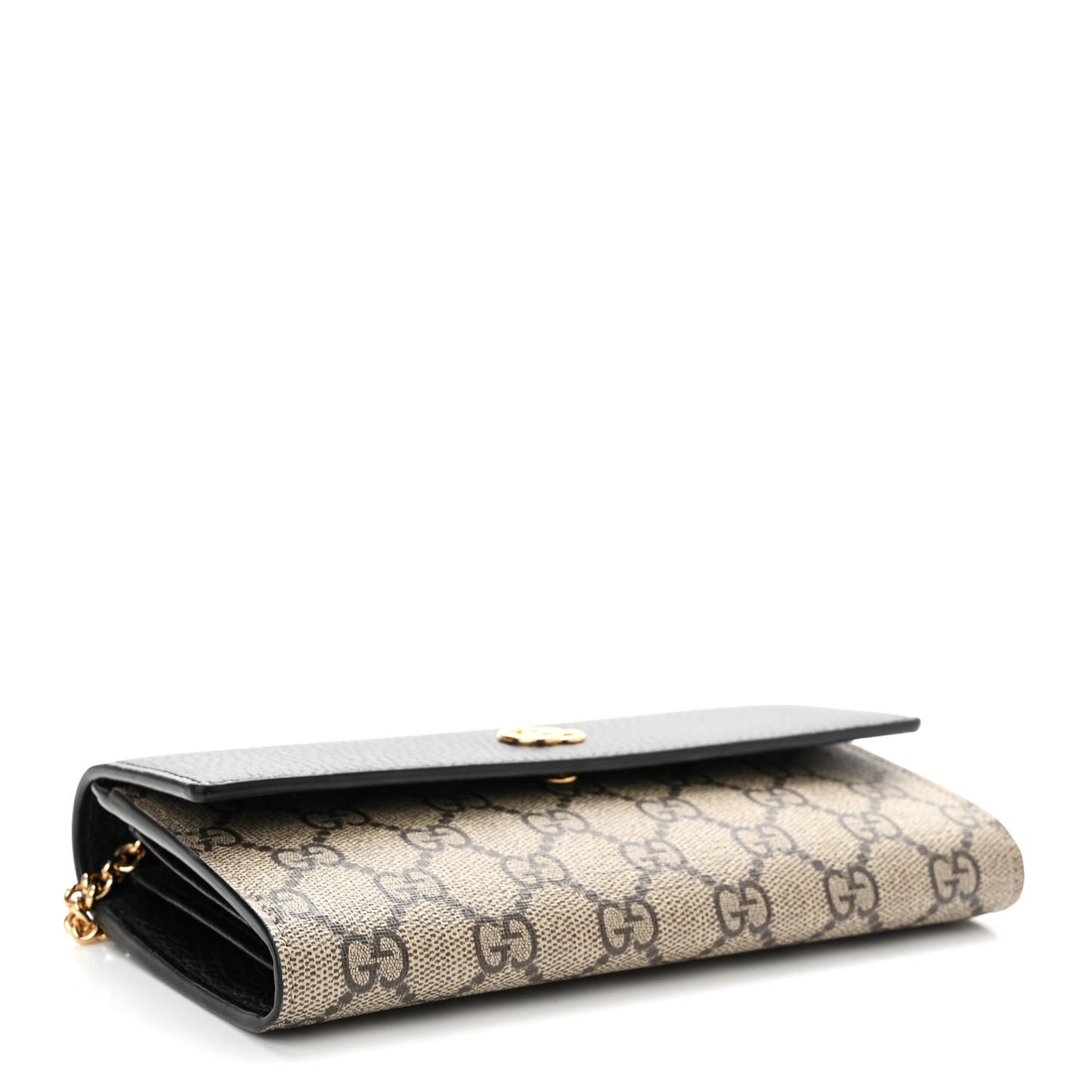Dollar Calfskin GG Supreme Monogram Petite GG Marmont Wallet Chain Bag Black Beige Ebony