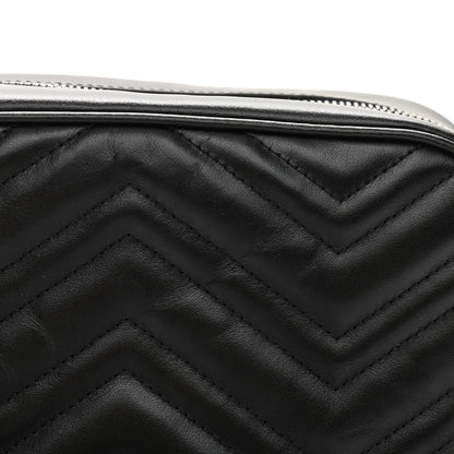 Gucci Calfskin Matelasse Monochrome Small GG Marmont Chain Shoulder Bag Black 9 of 9