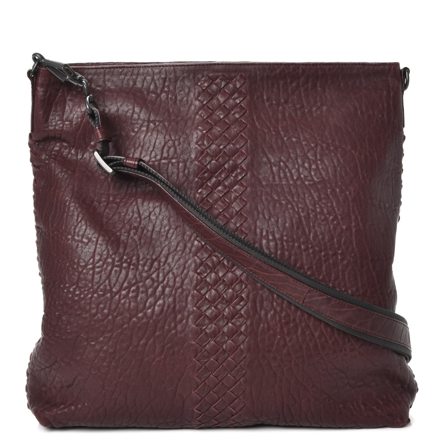 Lambskin Zip Top Messenger Bag Burgundy