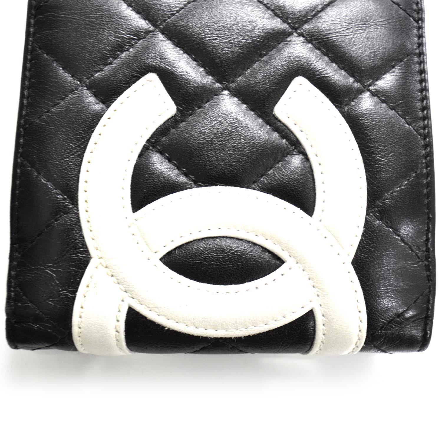 Chanel Calfskin Quilted Cambon Bi-Fold Wallet Black White 10 of 10