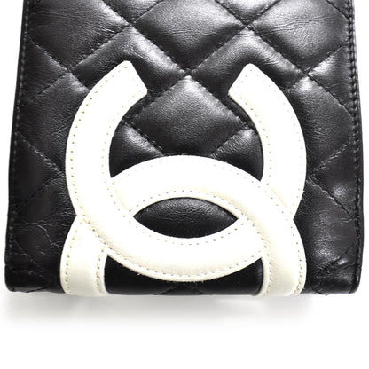 Chanel Calfskin Quilted Cambon Bi-Fold Wallet Black White 10 of 10