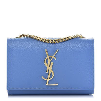 Saint Laurent Grain De Poudre Small Classic Monogram Kate Satchel Blue Clair 1 of 12