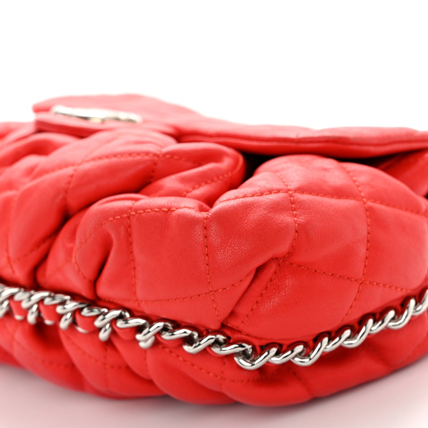Chanel Washed Lambskin Quilted Medium Chain Around Messenger Red 9 of 13