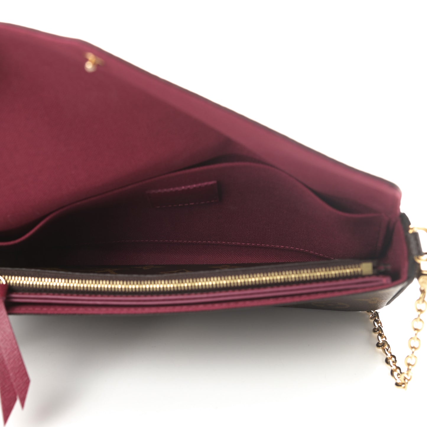 Monogram Pochette Felicie Chain Wallet Fuchsia