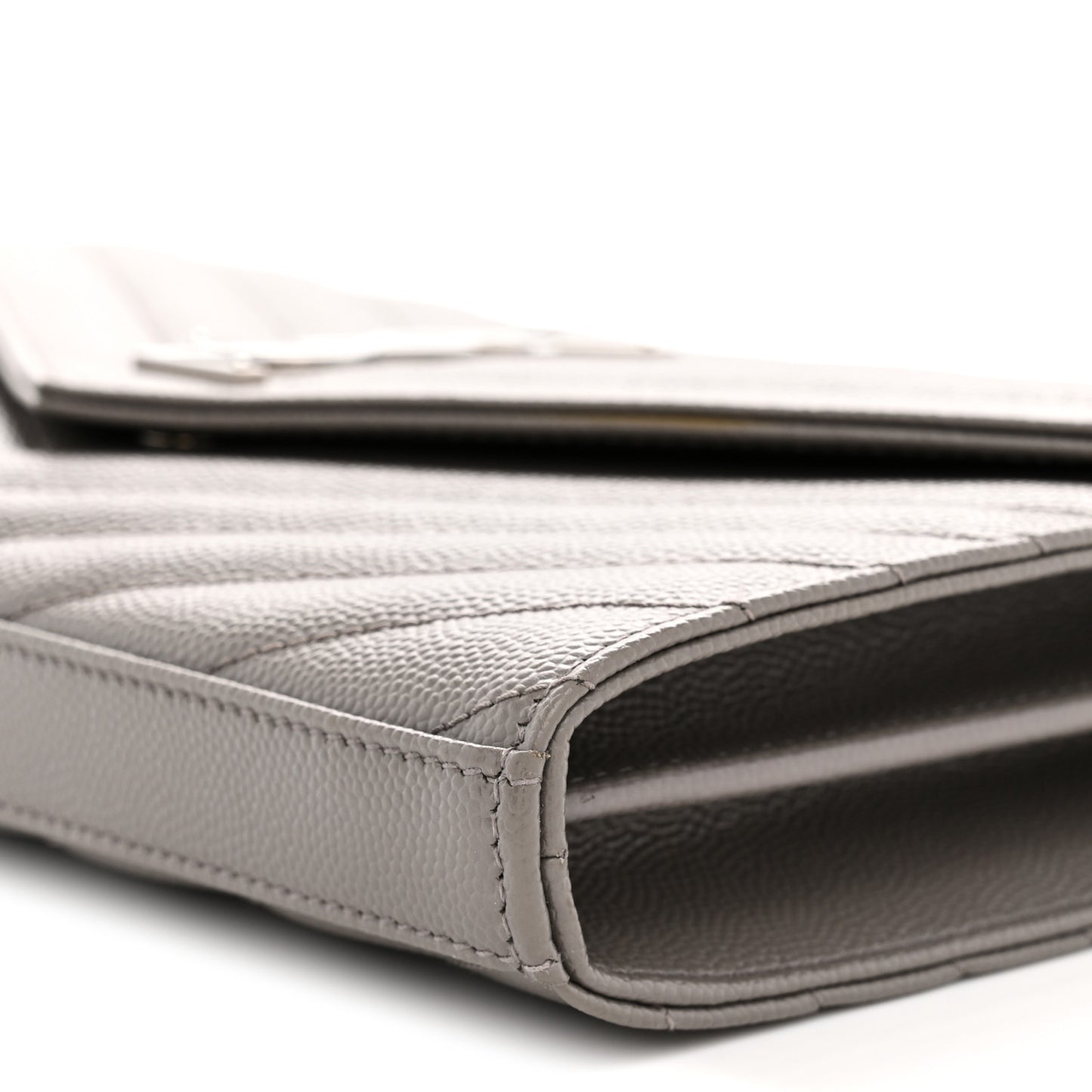 Grain De Poudre Matelasse Chevron Monogram Chain Wallet Fog