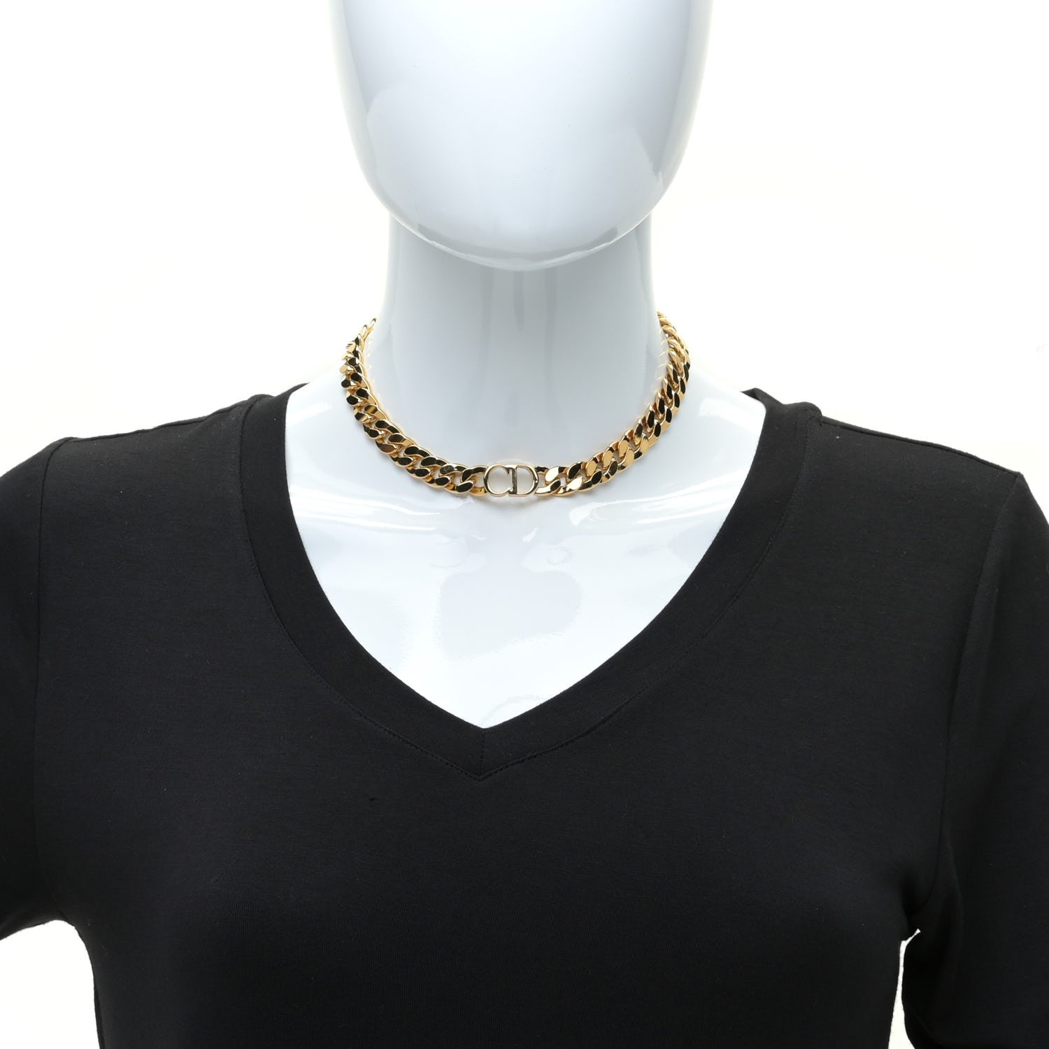 Christian Dior Metal Danseuse Etoile Chain Choker Necklace Gold 2 of 6