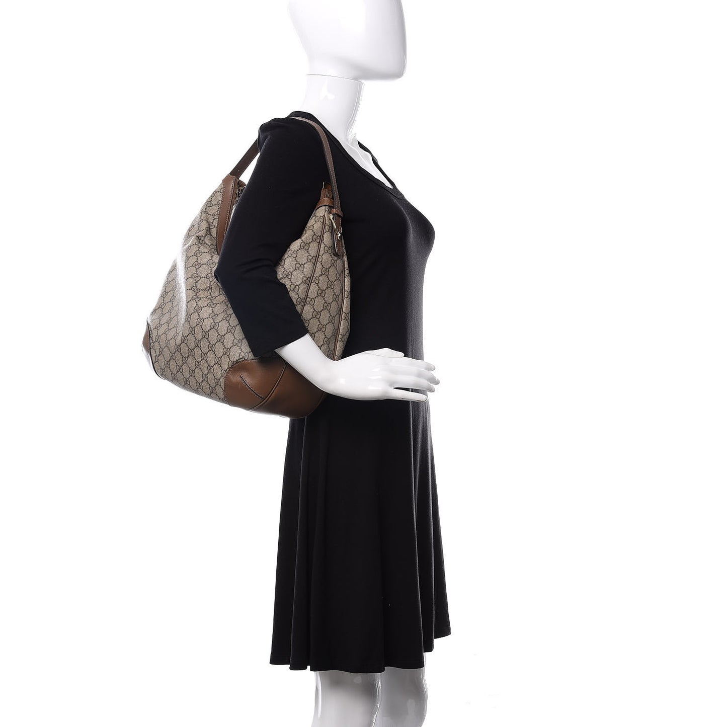 GG Supreme Monogram Margaux Calfskin Medium Nice Hobo Beige Ebony Acero