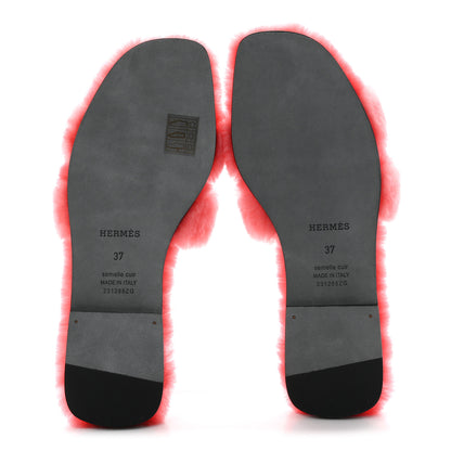 Hermes Woolskin Oran Sandals 37 Rose Du Desert 7 of 8