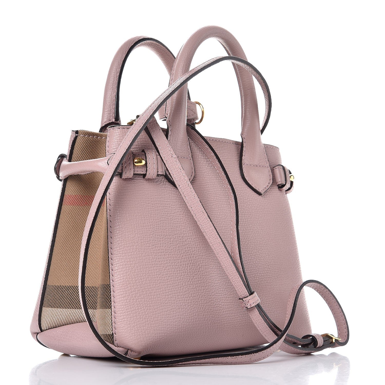 Burberry Grainy Calfskin House Check Baby Banner Tote Pale Orchid 3 of 8