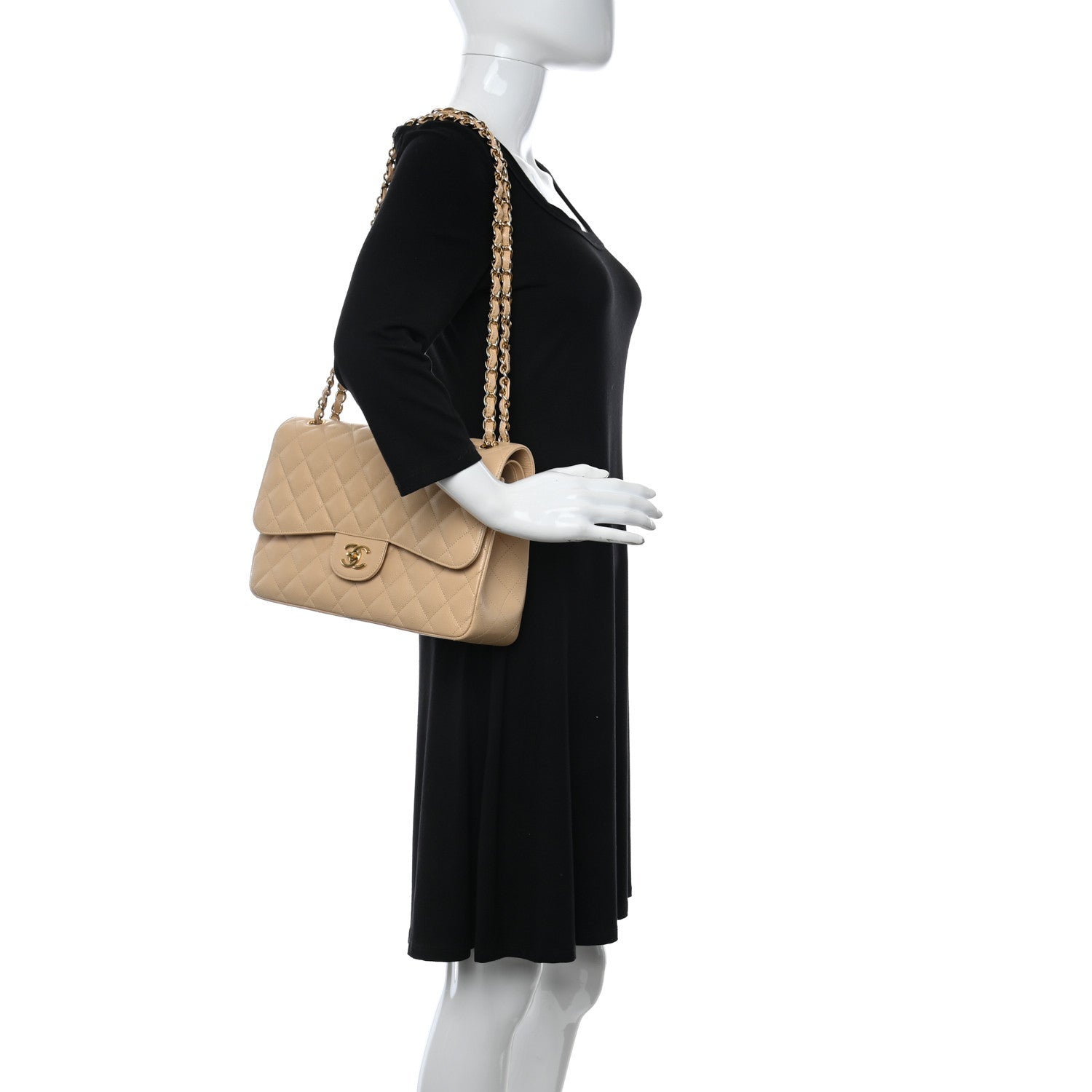 Chanel Caviar Quilted Jumbo Double Flap Beige Clair 2 of 10