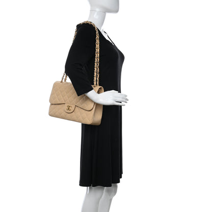 Chanel Caviar Quilted Jumbo Double Flap Beige Clair 2 of 10