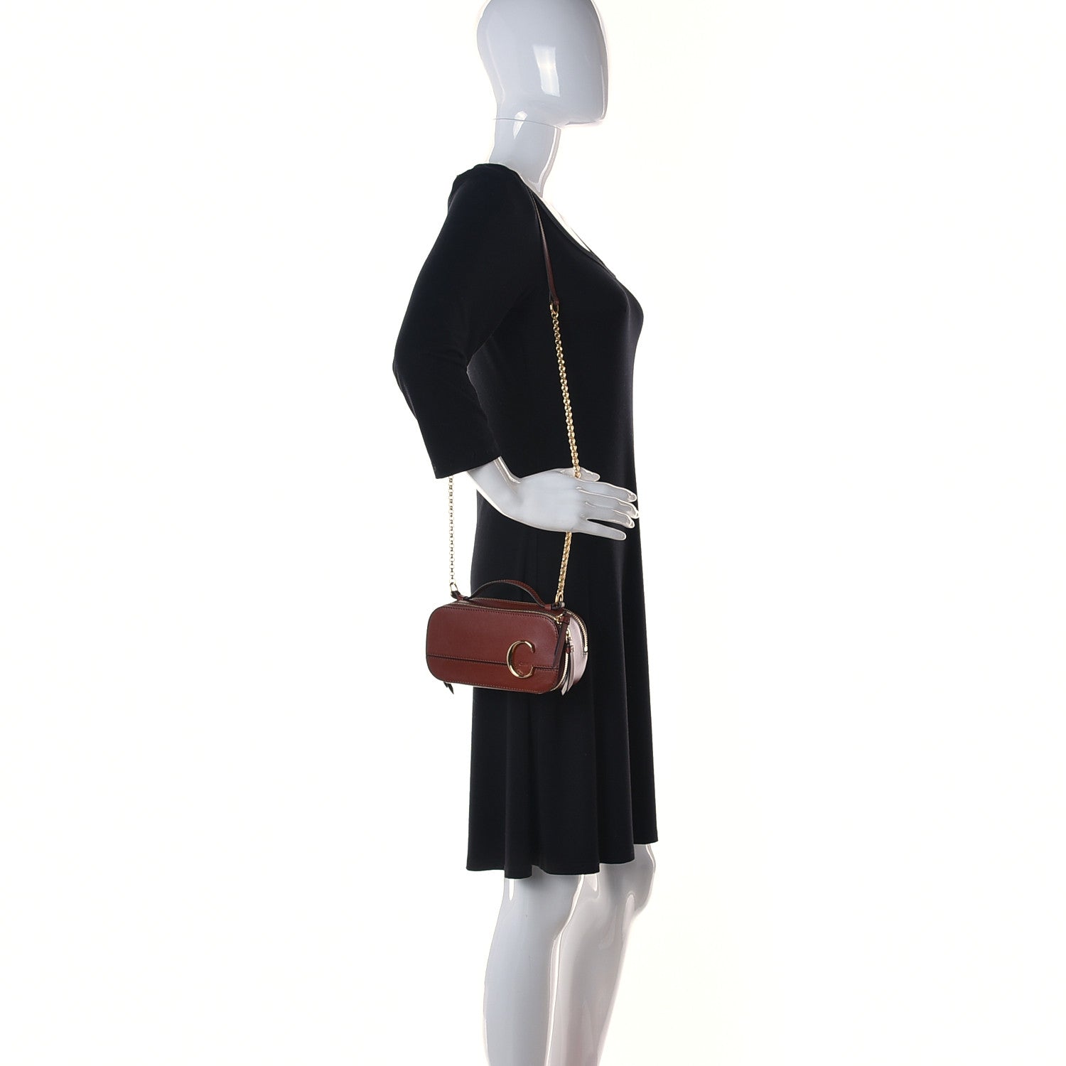Chloe Shiny Calfskin Mini Vanity C Bag Sepia Brown 2 of 14