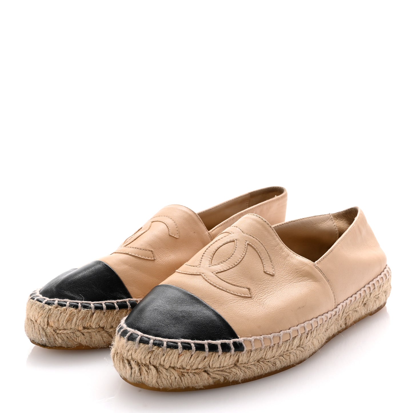 Lambskin CC Espadrilles 37 Beige Black