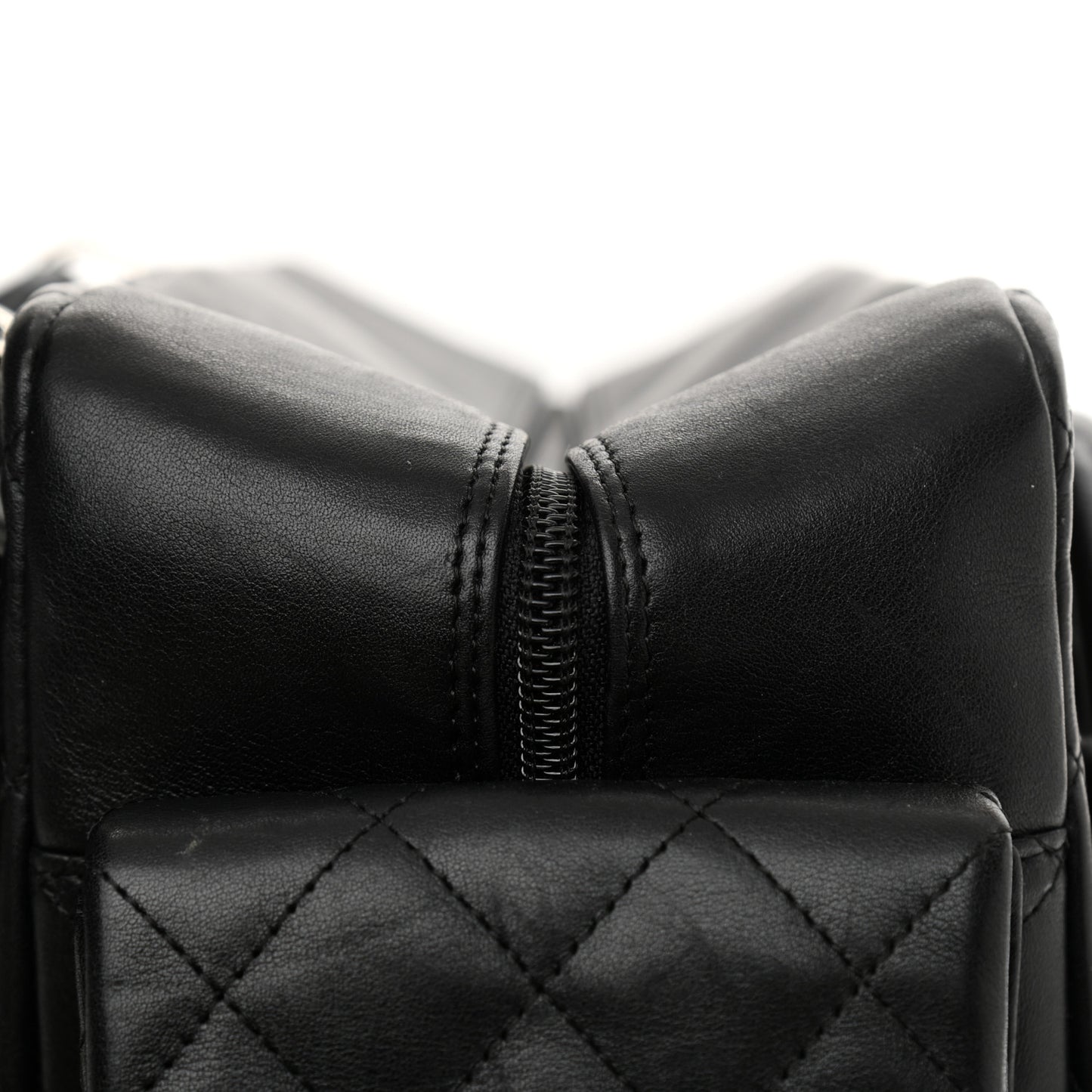 Calfskin Quilted Large Cambon Multipocket Reporter Black