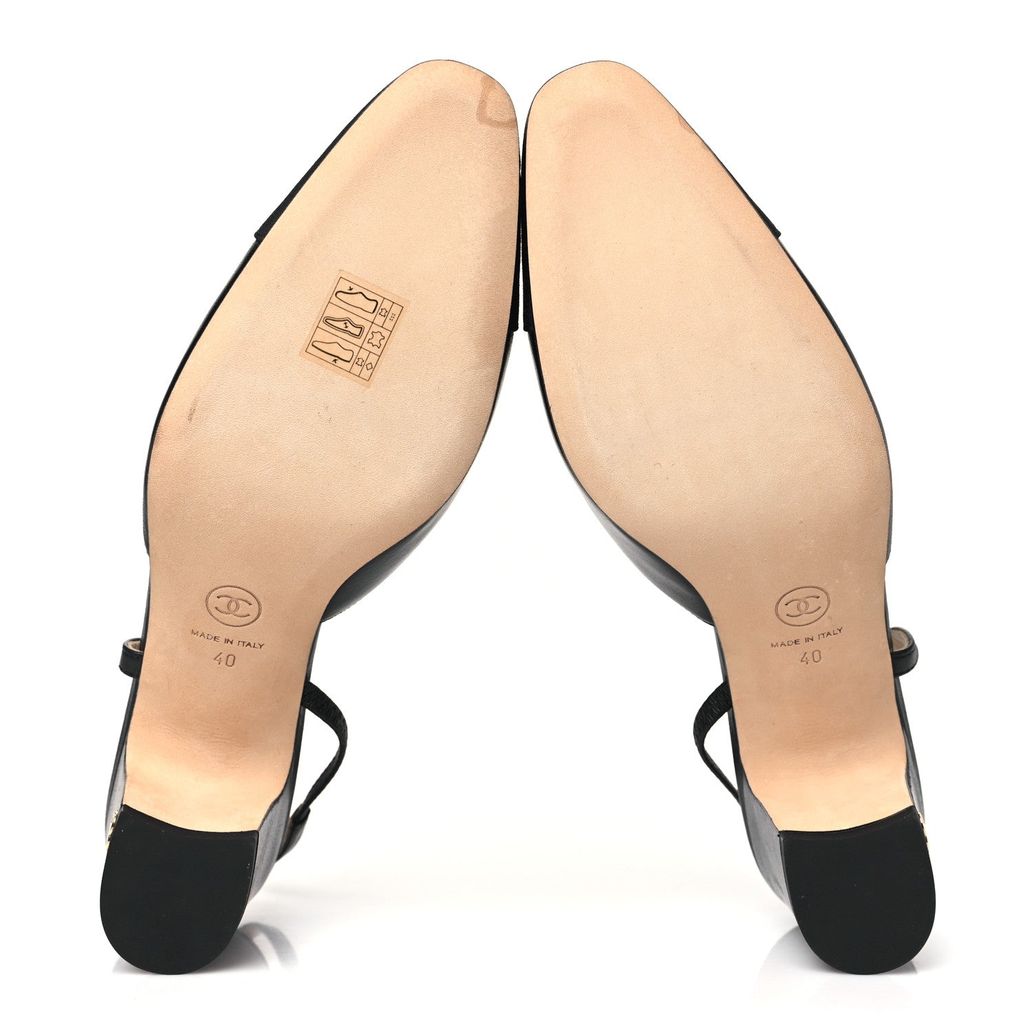 Chanel Goatskin Grosgrain Cap Toe CC Slingback Pumps 40 Black 5 of 8