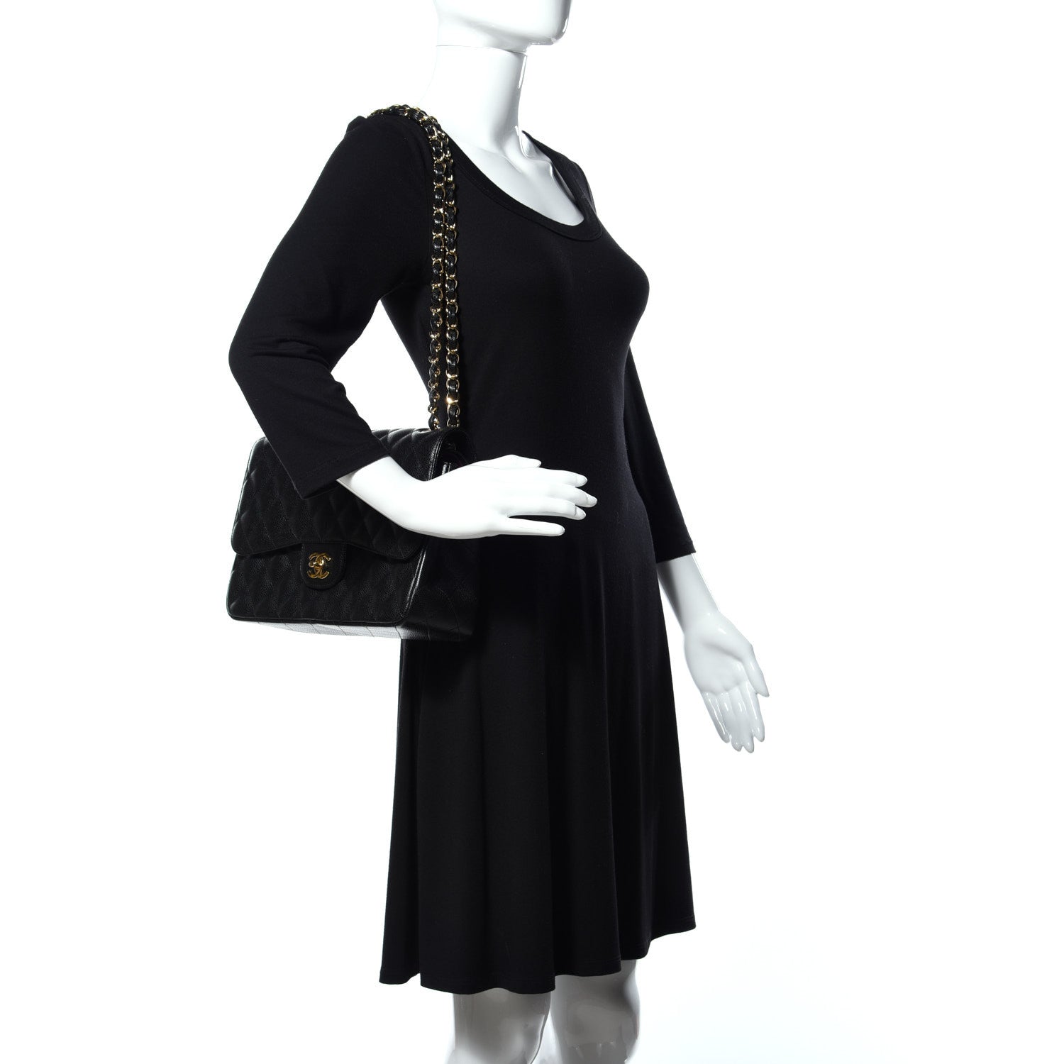 Chanel Caviar Quilted Jumbo Double Flap Black 2 of 14