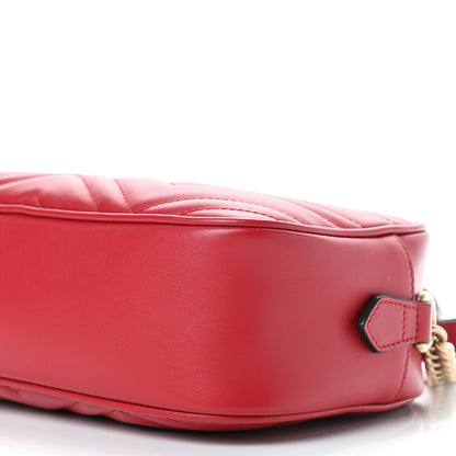Gucci Calfskin Matelasse Small GG Marmont Chain Shoulder Bag Hibiscus Red 9 of 9