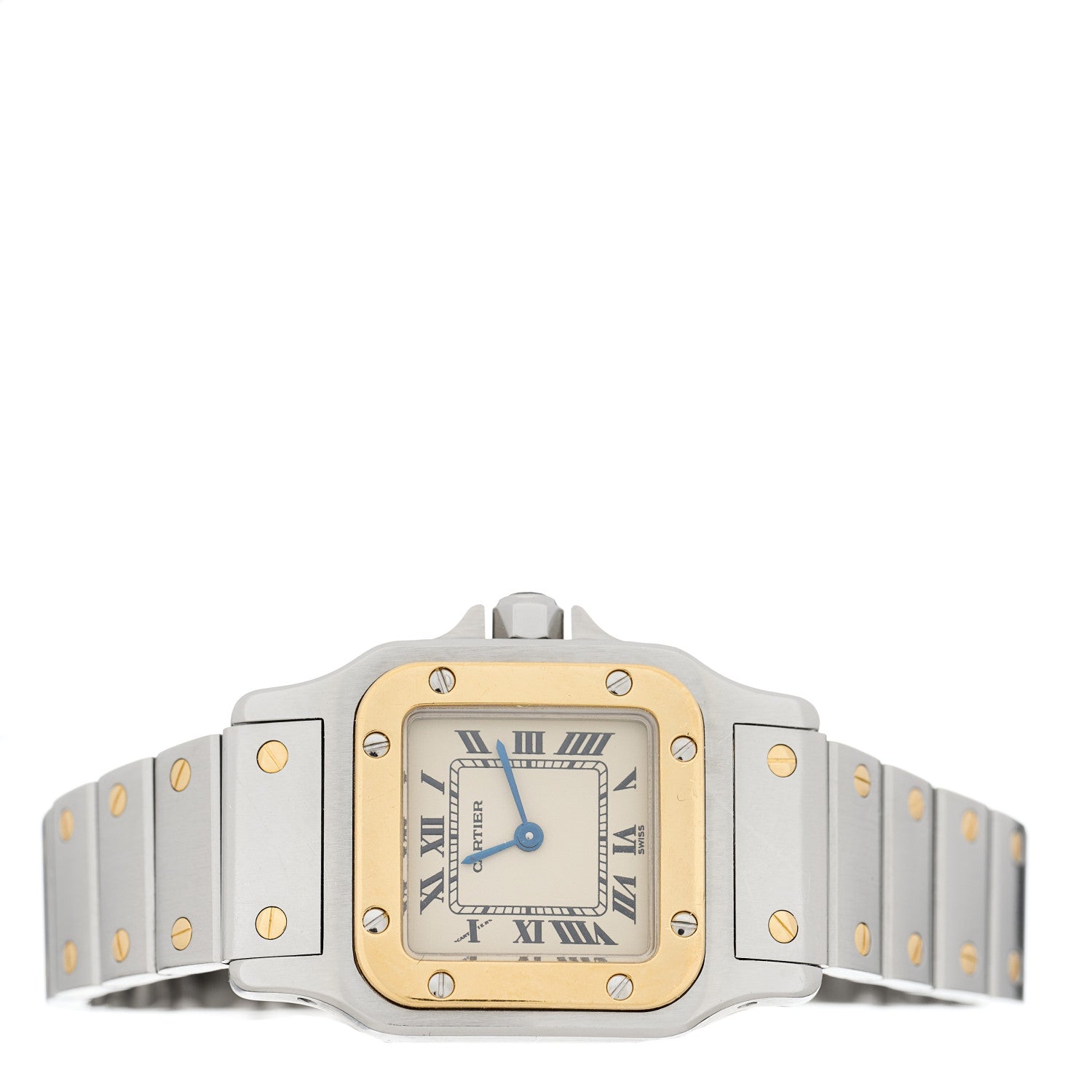 Cartier Stainless Steel 18K Yellow Gold 24mm Santos De Cartier Galbee Quartz Watch 2 of 4