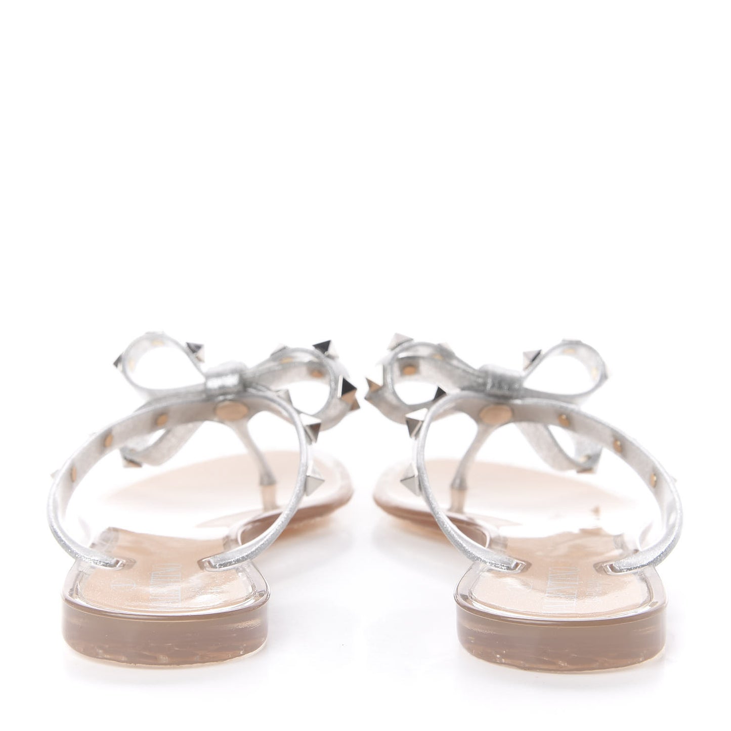 PVC Jelly Rockstud Bow Thong Sandals 35 Silver