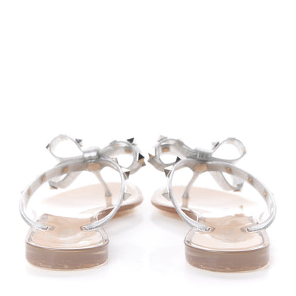 Valentino Garavani PVC Jelly Rockstud Bow Thong Sandals 35 Silver 7 of 12